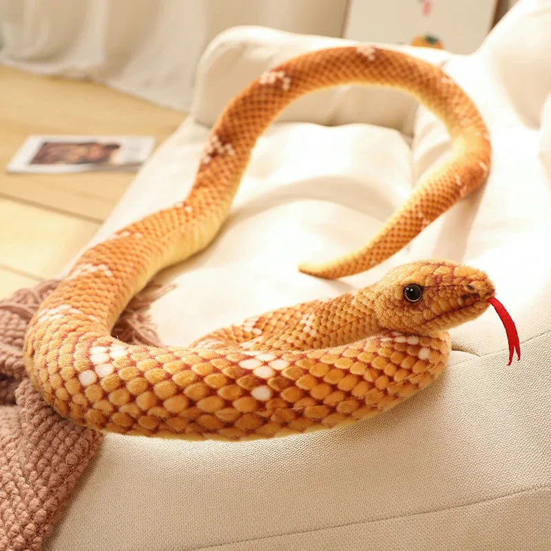 Long Realistic Brown Green Orange Snake Plushies - Image 3