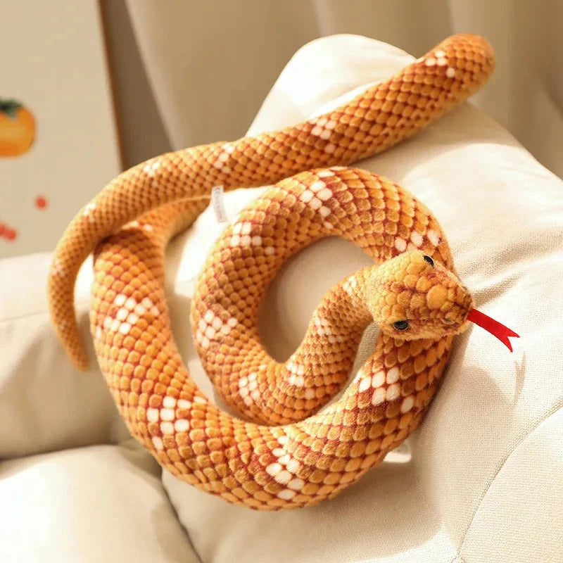 Long Realistic Brown Green Orange Snake Plushies - Image 2
