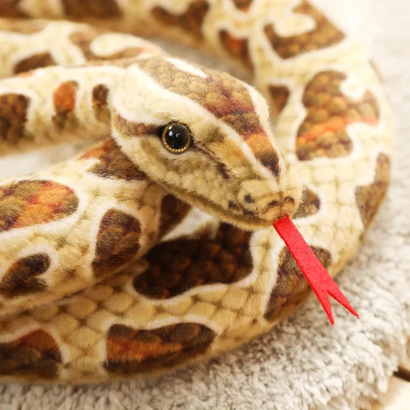 Long Realistic Brown Green Orange Snake Plushies - Image 12