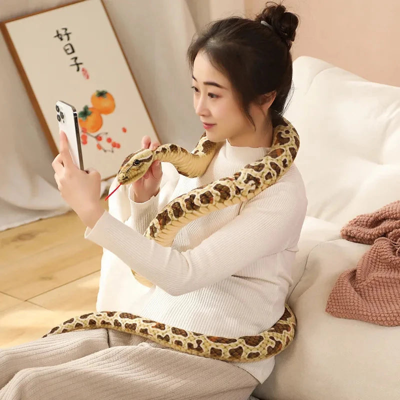 Long Realistic Brown Green Orange Snake Plushies - Image 9