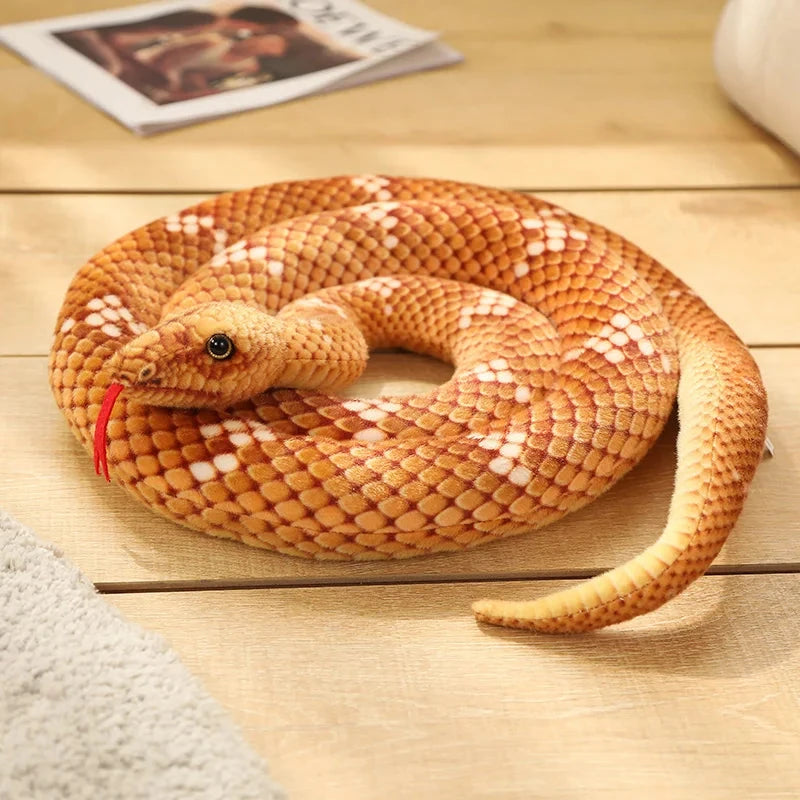 Long Realistic Brown Green Orange Snake Plushies - Image 7