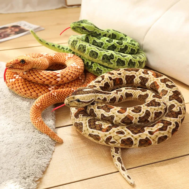 Long Realistic Brown Green Orange Snake Plushies - Image 13