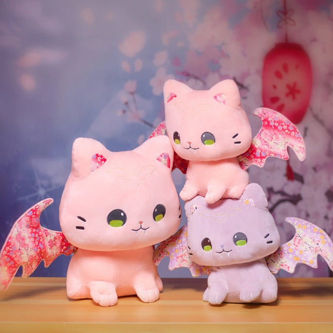 Luna & Solis the Kawaii Sakura Cats with Wings Plushies - Image 2