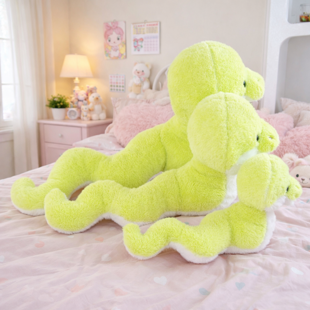 Noodles the Long Green Fluffy Snake - Image 7