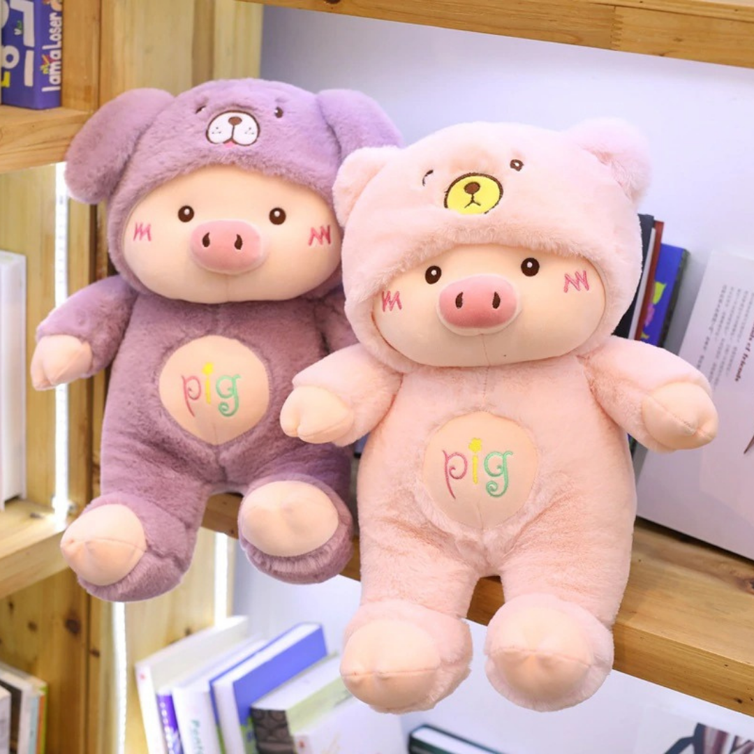 Piggy With Hood Dressing Plush Toy