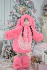 Pink Fluffy Bunny Suit For Kids (New Design)