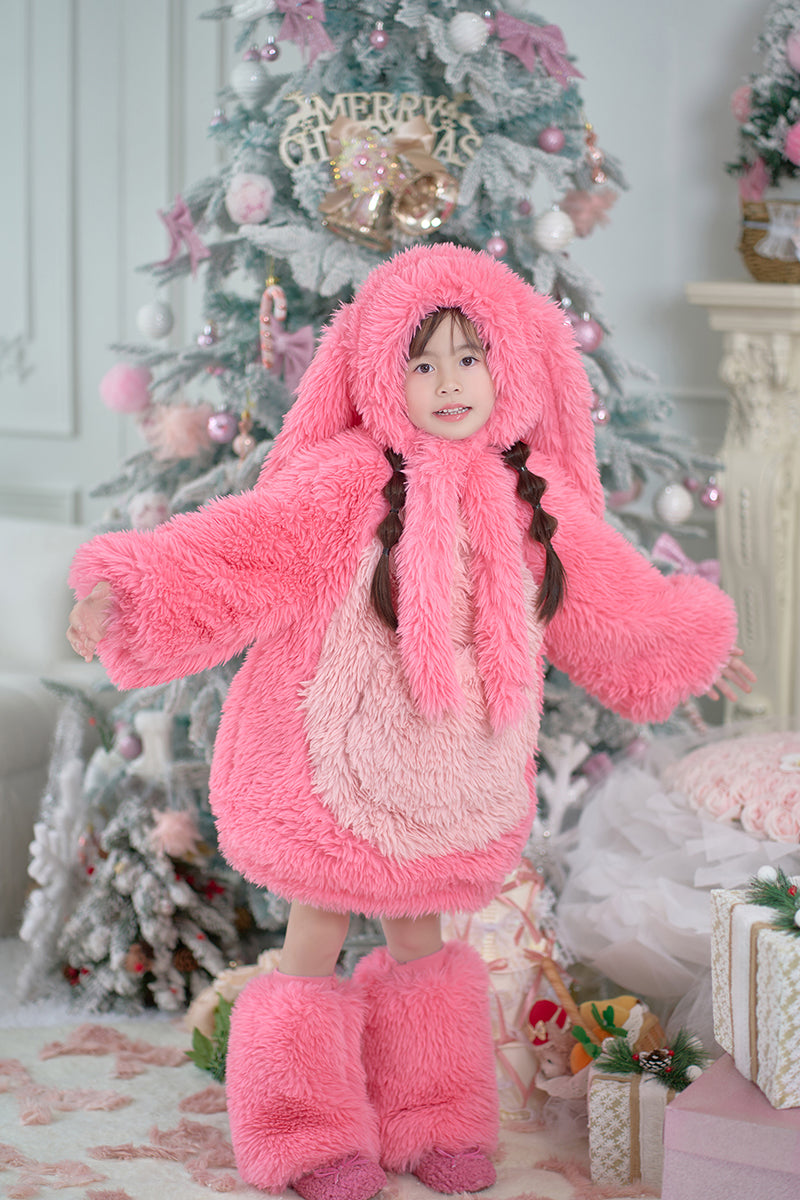Pink Fluffy Bunny Suit For Kids (New Design)