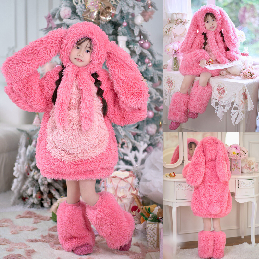 Pink Fluffy Bunny Suit For Kids (New Design) - Image 3