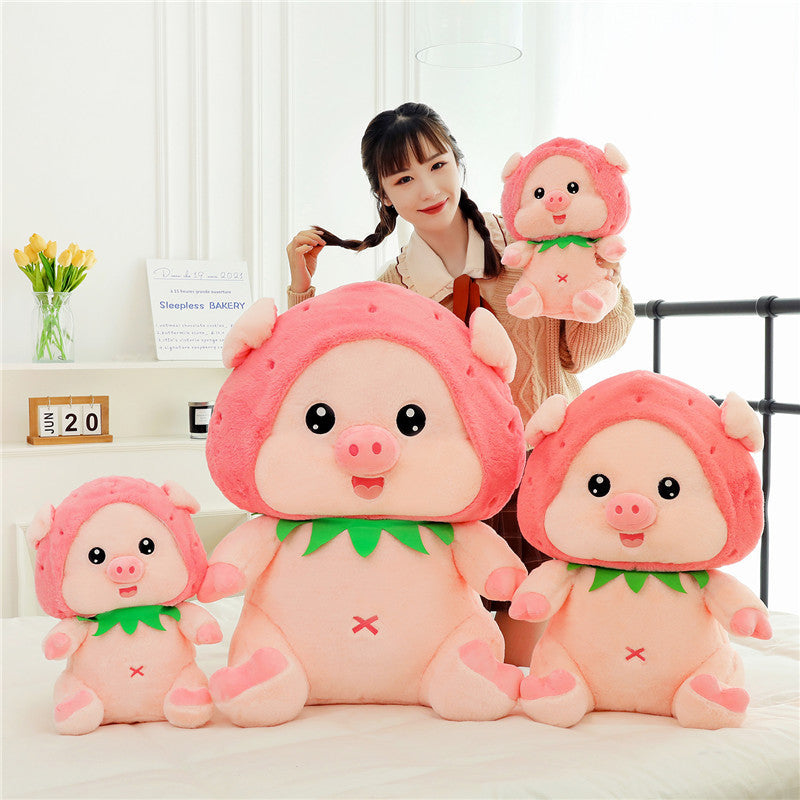 Pink Strawberry Pig Plush Toy (4 Sizes) - Image 4