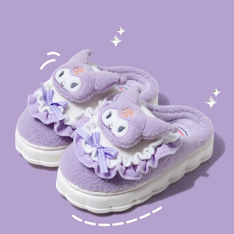 Plush Kuromi Slippers (purple)