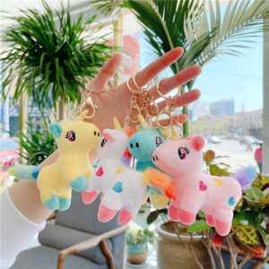 Plush Rainbow Unicorn Pendant Keychain