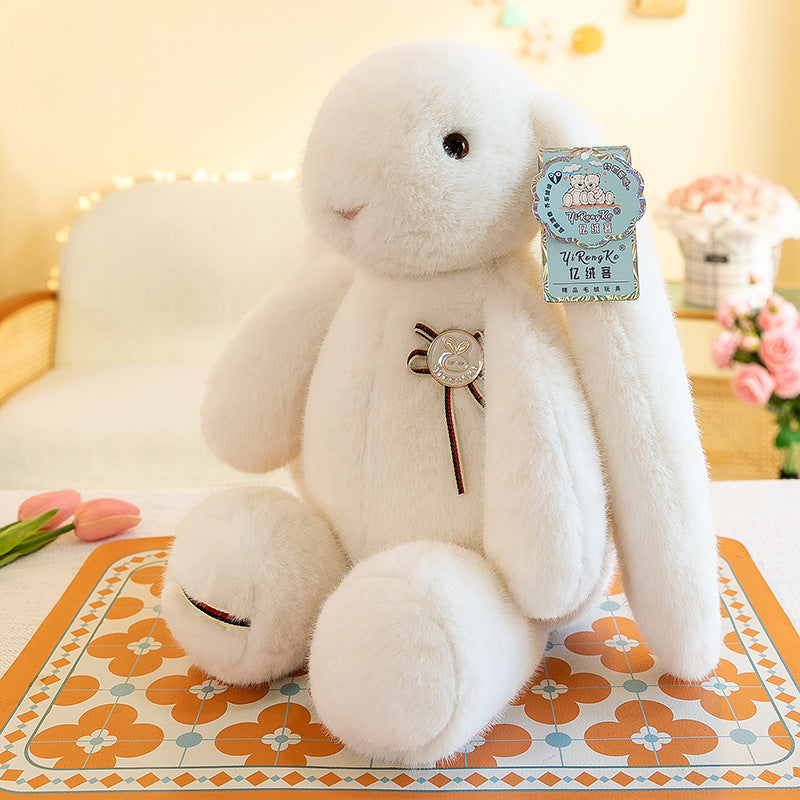Rabbit Stuffed Animal Big Ears Plushie With Badge - Image 6