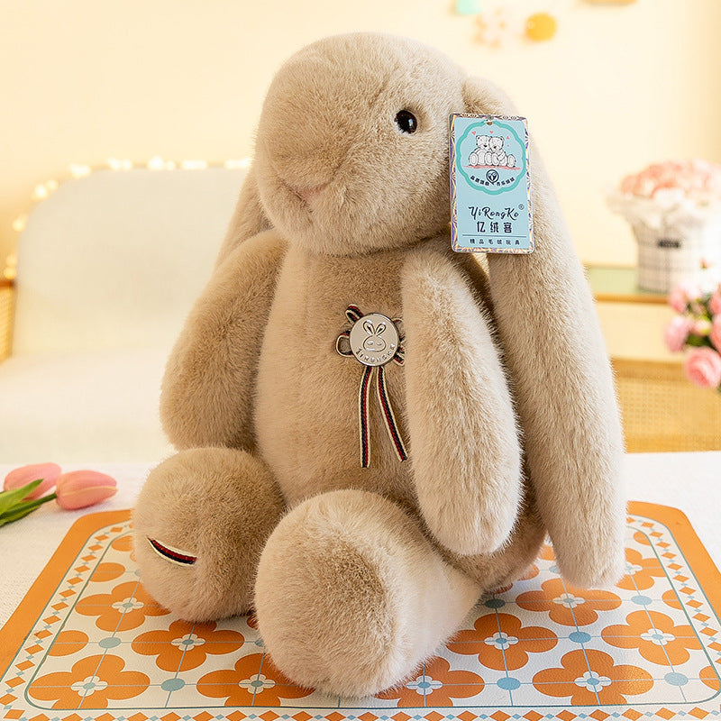 Rabbit Stuffed Animal Big Ears Plushie With Badge - Image 4