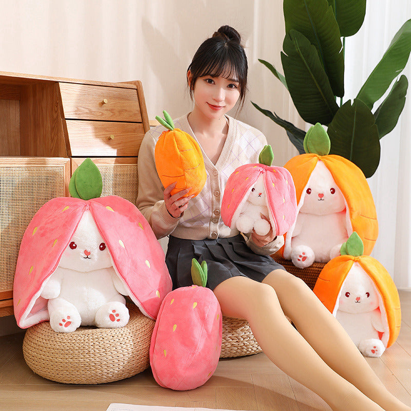 Reversible Bunny Plush (carrot and strawberry) - Image 2