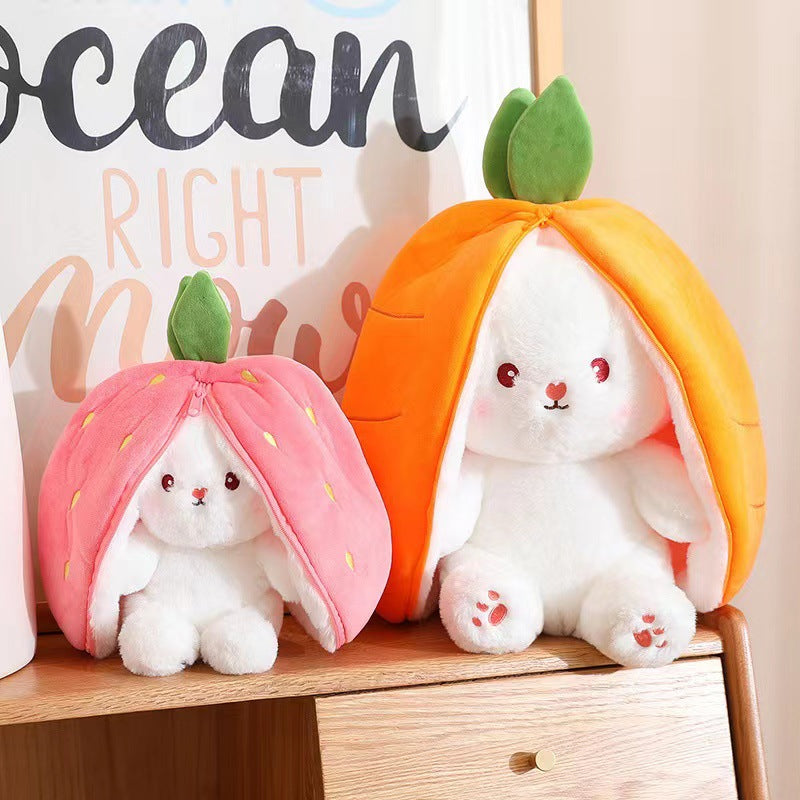 Reversible Bunny Plush (carrot and strawberry) - Image 3