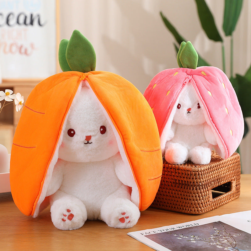 Reversible Bunny Plush (carrot and strawberry)