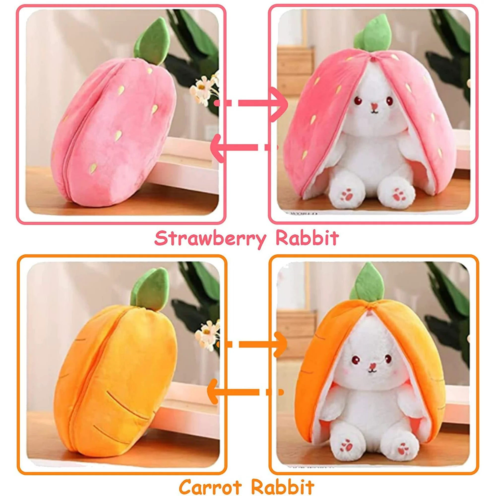 Reversible Bunny Plush (carrot and strawberry) - Image 7