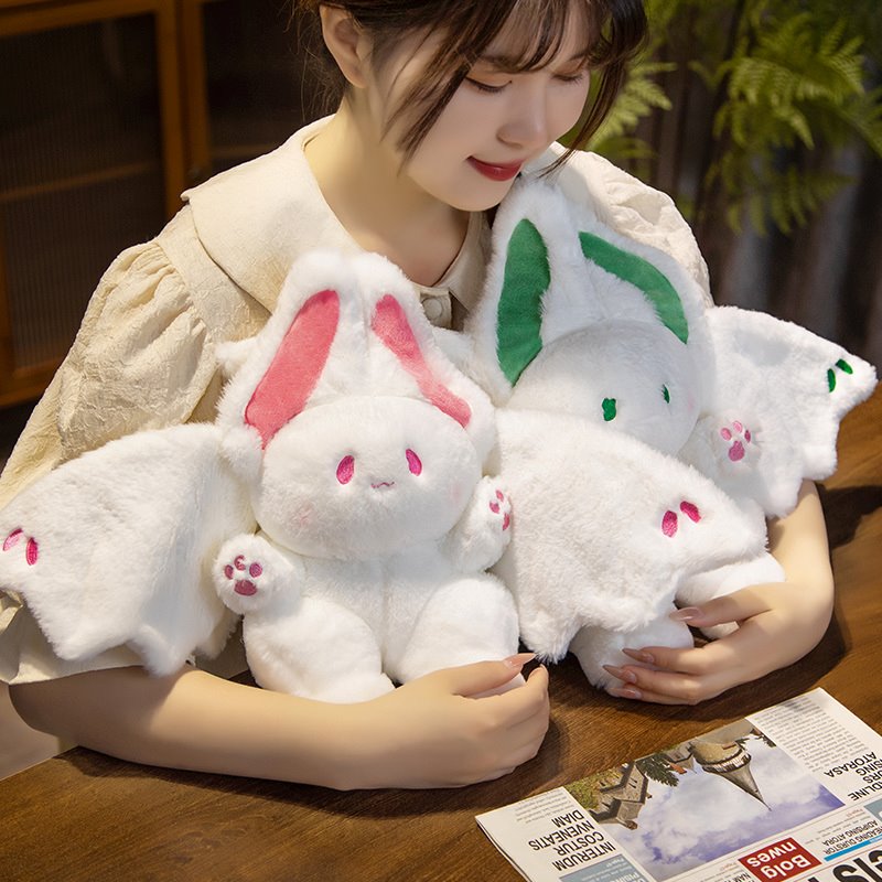 White Kawaii Fluffy Bat Plushie - Image 3