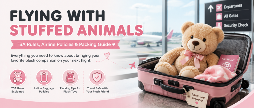 Stuffed animal packed in a suitcase at the airport – TSA rules and travel tips for flying with plush toys