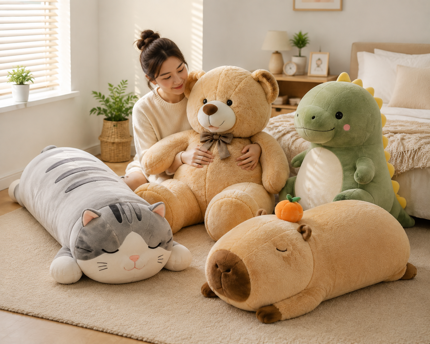 Choosing giant stuffed animals for cuddling, bedroom decor, children and gifts